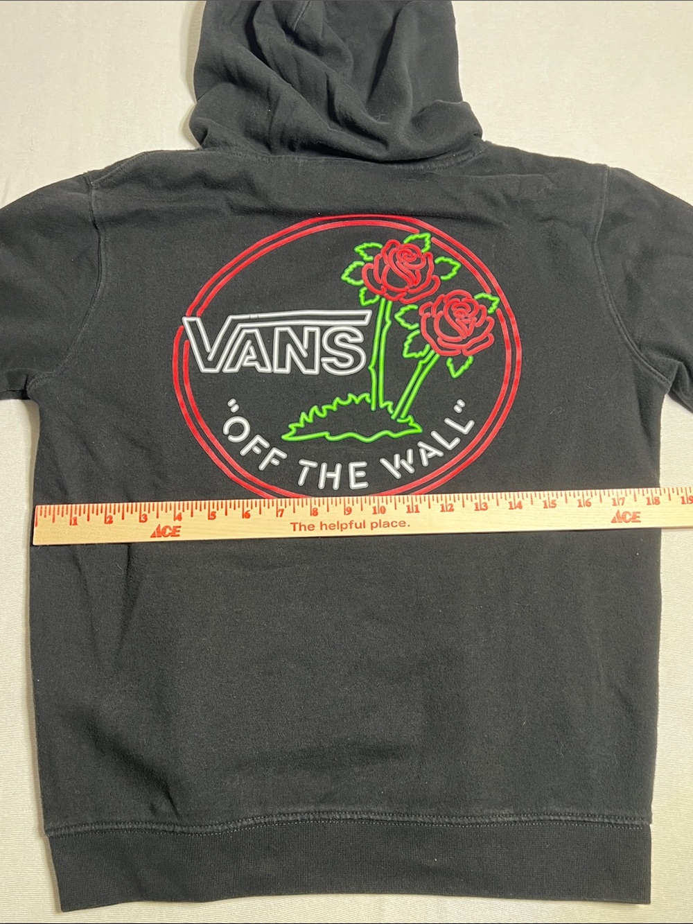 Vans Black Hoodie with Red Rose Graphic - Picture 6 of 13